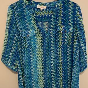 Vince Camuto Womens Patterned Blouse XL